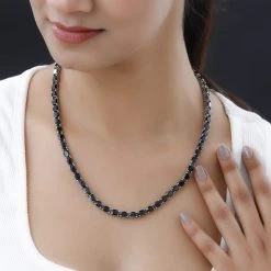 Schwarzer Spinell Halskette Ca. 45 Cm 925 Silber Platiniert Ca. 54.99 Ct -Schmuck Shoplc 7282098 1