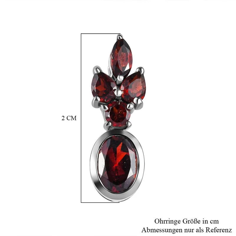 Natürliche Mosambik Granat Ohrringe, 925 Silber Platiniert Ca. 3.30 Ct 7 Natürliche Mosambik Granat Ohrringe, 925 Silber Platiniert Ca. 3.30 Ct – Bild 5