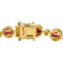 Natürliches Mosambik Granat Armband, Ca. 20 Cm 925 Silber Vergoldet Ca. 17,10 Ct -Schmuck Shoplc 7282927 3 1