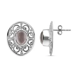 Schmuck Shoplc 37 Royal Bali Kollektion - Rosenquarz Ohrringe 925 Silber Ca. 3.27 Ct