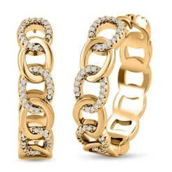 Weiße Zirkonia Creolen, Messing Ca. 0.20 Ct