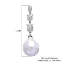 GP Regina Kollektion - Weiße Barockperle, Blaue Saphir Und Weiße Zirkon Ohrringe, 925 Silber Rhodiniert Ca. 0.37 Ct -Schmuck Shoplc 7303669 3