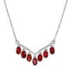 Rotes Granat Collier, Ca. 50 Cm, 925 Silber Mit Edelstahl Kette Ca. 4.21 Ct -Schmuck Shoplc 7303750