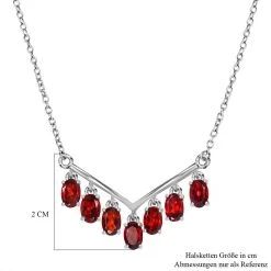 Rotes Granat Collier, Ca. 50 Cm, 925 Silber Mit Edelstahl Kette Ca. 4.21 Ct -Schmuck Shoplc 7303750 5