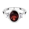 Mosambik Granat, Weißer Zirkon Ring, 925 Silber Platiniert (Größe 17.00) Ca. 3.09 Ct -Schmuck Shoplc 7313302