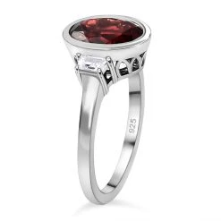 Mosambik Granat, Weißer Zirkon Ring, 925 Silber Platiniert (Größe 17.00) Ca. 3.09 Ct -Schmuck Shoplc 7313302 4
