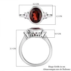 Mosambik Granat, Weißer Zirkon Ring, 925 Silber Platiniert (Größe 17.00) Ca. 3.09 Ct -Schmuck Shoplc 7313302 6