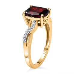 Natürlicher Mosambik Granat Und Moissanit Ring, 925 Silber Vergoldet (Größe 20.00) Ca. 2.89 Ct -Schmuck Shoplc 7313317 4