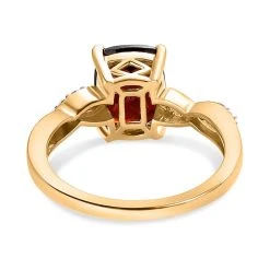 Natürlicher Mosambik Granat Und Moissanit Ring, 925 Silber Vergoldet (Größe 20.00) Ca. 2.89 Ct -Schmuck Shoplc 7313317 5