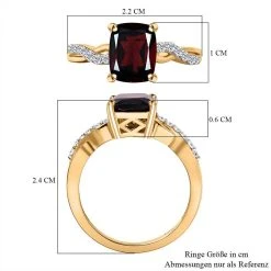 Natürlicher Mosambik Granat Und Moissanit Ring, 925 Silber Vergoldet (Größe 20.00) Ca. 2.89 Ct -Schmuck Shoplc 7313317 6