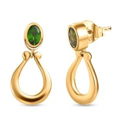 Natürliche Chromdiopsid Ohrringe, 925 Silber Vergoldet Ca. 0.93 Ct -Schmuck Shoplc 7315547 3