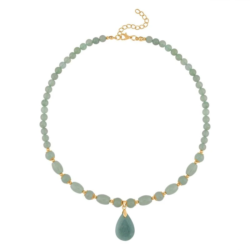 Grüner Aventurin Halskette, Ca. 45 Cm, Vergoldet Ca. 147.50 Ct 3 Grüner Aventurin Halskette, Ca. 45 Cm, Vergoldet Ca. 147.50 Ct