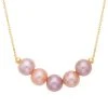 Rosé-lilane Edison Perlen-Halskette, (9-10mm), Ca. 50 Cm, 925 Silber Vergoldet -Schmuck Shoplc 7319499