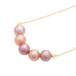 Rosé-lilane Edison Perlen-Halskette, (9-10mm), Ca. 50 Cm, 925 Silber Vergoldet -Schmuck Shoplc 7319499 3