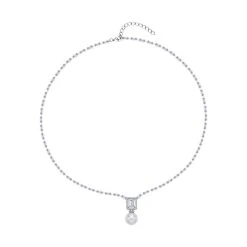 Weißer Zirkonia, Weiße Muschelkernperle, Halskette, Ca. 50 Cm, Ca. 8.00 Ct