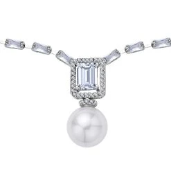 Weißer Zirkonia, Weiße Muschelkernperle, Halskette, Ca. 50 Cm, Ca. 8.00 Ct -Schmuck Shoplc 7320083 2