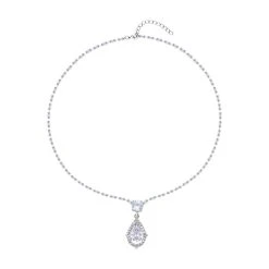 Weißer Zirkonia, Weißer Kristall Halskette Ca. 50 Cm Reines Messing Ca. 8,00 Ct