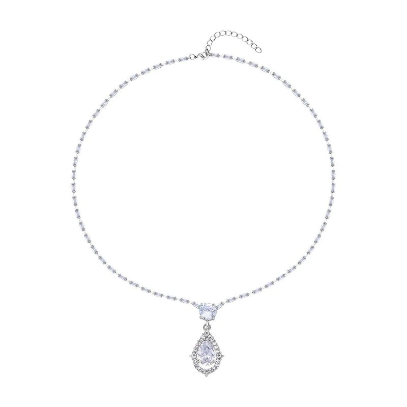 Weißer Zirkonia, Weißer Kristall Halskette Ca. 50 Cm Reines Messing Ca. 8,00 Ct 3 Weißer Zirkonia, Weißer Kristall Halskette Ca. 50 Cm Reines Messing Ca. 8,00 Ct