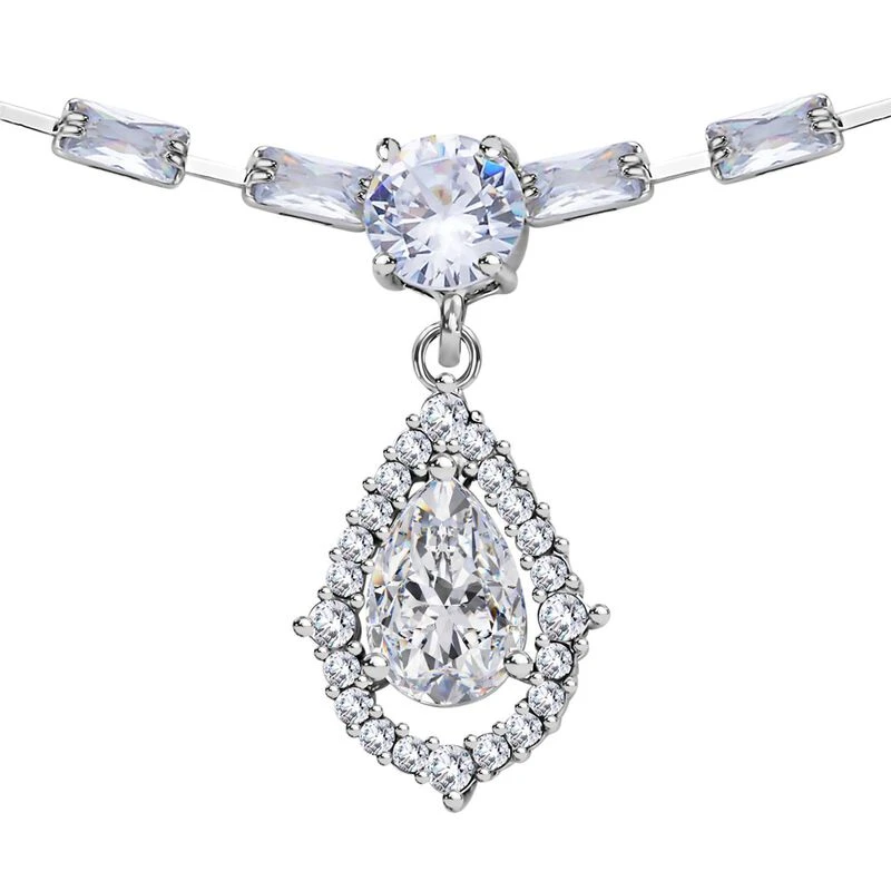 Weißer Zirkonia, Weißer Kristall Halskette Ca. 50 Cm Reines Messing Ca. 8,00 Ct 5 Weißer Zirkonia, Weißer Kristall Halskette Ca. 50 Cm Reines Messing Ca. 8,00 Ct – Bild 3