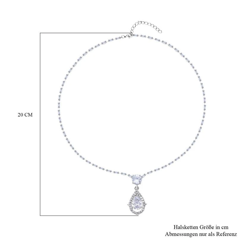 Weißer Zirkonia, Weißer Kristall Halskette Ca. 50 Cm Reines Messing Ca. 8,00 Ct 6 Weißer Zirkonia, Weißer Kristall Halskette Ca. 50 Cm Reines Messing Ca. 8,00 Ct – Bild 4