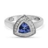 Tansanit Und Zirkon Ring 925 Silber Platiniert (Größe 16.00) Ca. 1,01 Ct -Schmuck Shoplc 7320916