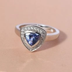 Tansanit Und Zirkon Ring 925 Silber Platiniert (Größe 16.00) Ca. 1,01 Ct -Schmuck Shoplc 7320916 1