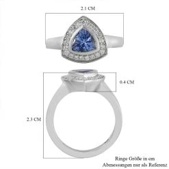 Tansanit Und Zirkon Ring 925 Silber Platiniert (Größe 16.00) Ca. 1,01 Ct -Schmuck Shoplc 7320916 6
