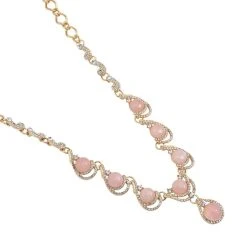 Rosenquarz, Weißes Kristall Collier, Ca. 50 Cm, Golden Ca. 30.00 Ct -Schmuck Shoplc 7322505 2