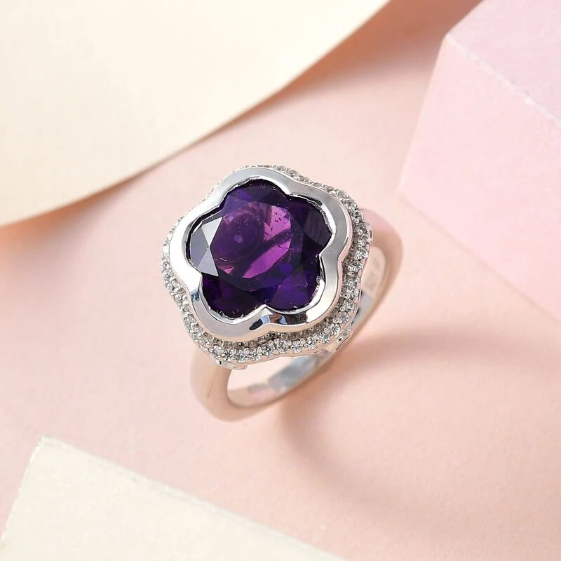 GP Kollektion - Lusaka Amethyst, Kanchanaburi Blauer Saphir Ring, 925 Silber Platiniert (Größe 17.00) Ca. 7.16 Ct 4 GP Kollektion - Lusaka Amethyst, Kanchanaburi Blauer Saphir Ring, 925 Silber Platiniert (Größe 17.00) Ca. 7.16 Ct – Bild 2