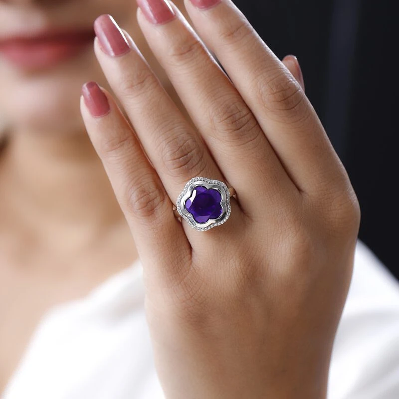 GP Kollektion - Lusaka Amethyst, Kanchanaburi Blauer Saphir Ring, 925 Silber Platiniert (Größe 17.00) Ca. 7.16 Ct 5 GP Kollektion - Lusaka Amethyst, Kanchanaburi Blauer Saphir Ring, 925 Silber Platiniert (Größe 17.00) Ca. 7.16 Ct – Bild 3