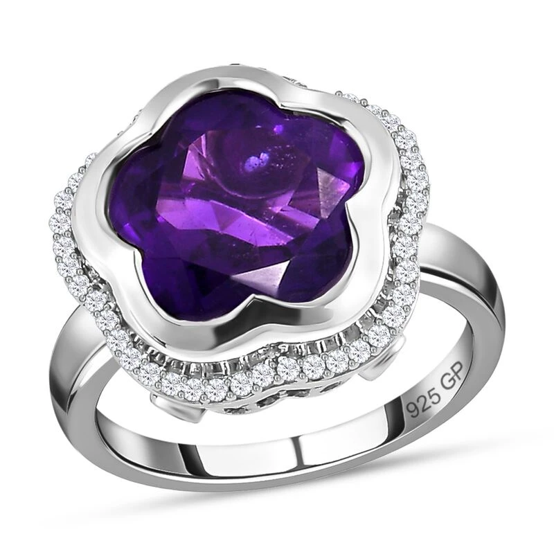 GP Kollektion - Lusaka Amethyst, Kanchanaburi Blauer Saphir Ring, 925 Silber Platiniert (Größe 17.00) Ca. 7.16 Ct 6 GP Kollektion - Lusaka Amethyst, Kanchanaburi Blauer Saphir Ring, 925 Silber Platiniert (Größe 17.00) Ca. 7.16 Ct – Bild 4