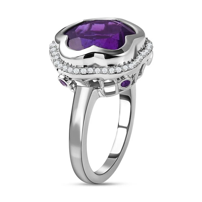 GP Kollektion - Lusaka Amethyst, Kanchanaburi Blauer Saphir Ring, 925 Silber Platiniert (Größe 17.00) Ca. 7.16 Ct 7 GP Kollektion - Lusaka Amethyst, Kanchanaburi Blauer Saphir Ring, 925 Silber Platiniert (Größe 17.00) Ca. 7.16 Ct – Bild 5