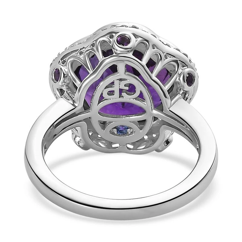 GP Kollektion - Lusaka Amethyst, Kanchanaburi Blauer Saphir Ring, 925 Silber Platiniert (Größe 17.00) Ca. 7.16 Ct 8 GP Kollektion - Lusaka Amethyst, Kanchanaburi Blauer Saphir Ring, 925 Silber Platiniert (Größe 17.00) Ca. 7.16 Ct – Bild 6