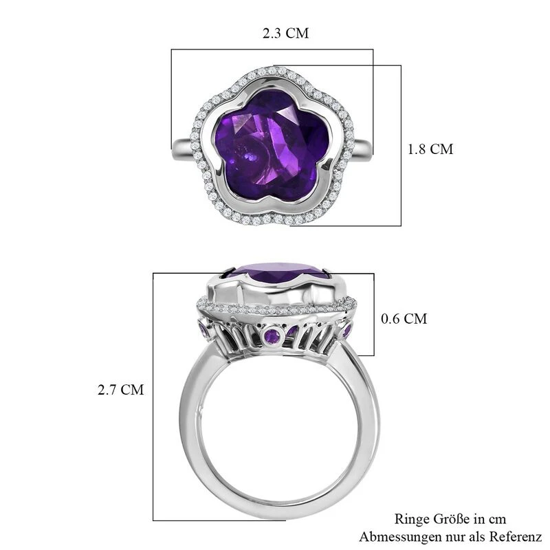 GP Kollektion - Lusaka Amethyst, Kanchanaburi Blauer Saphir Ring, 925 Silber Platiniert (Größe 17.00) Ca. 7.16 Ct 9 GP Kollektion - Lusaka Amethyst, Kanchanaburi Blauer Saphir Ring, 925 Silber Platiniert (Größe 17.00) Ca. 7.16 Ct – Bild 7