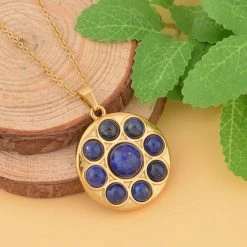 Lapislazuli Halskette, Edelstahl Ca. 50 Cm, Ca., Goldfarben 5.00 Ct 9 Lapislazuli Halskette, Edelstahl Ca. 50 Cm, Ca., Goldfarben 5.00 Ct -Schmuck Shoplc 7326526 1