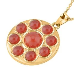 Roter Achat Halskette, Ca. 50 Cm Edelstahl Ca., Goldfarben 5.00 Ct 11 Roter Achat Halskette, Ca. 50 Cm Edelstahl Ca., Goldfarben 5.00 Ct -Schmuck Shoplc 7326528 3