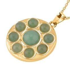 Grüner Aventurin Halskette Ca. 50 Cm Edelstahlca. 5.00 Ct, Goldfarben -Schmuck Shoplc 7326530 3