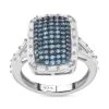 Blauer Diamant Und Weißer Diamant Ring, 925 Silber Platiniert (Größe 16.00) Ca. 1.00 Ct -Schmuck Shoplc 7327387