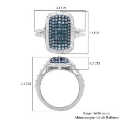 Blauer Diamant Und Weißer Diamant Ring, 925 Silber Platiniert (Größe 16.00) Ca. 1.00 Ct 13 Blauer Diamant Und Weißer Diamant Ring, 925 Silber Platiniert (Größe 16.00) Ca. 1.00 Ct -Schmuck Shoplc 7327387 5