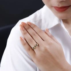 Natürlicher Goldener Tansanit, Weißer Zirkon Ring, 925 Silber Vergoldet (Größe 19.00) Ca. 1.12 Ct -Schmuck Shoplc 7327573 2