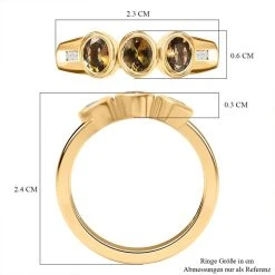 Natürlicher Goldener Tansanit, Weißer Zirkon Ring, 925 Silber Vergoldet (Größe 19.00) Ca. 1.12 Ct -Schmuck Shoplc 7327573 6
