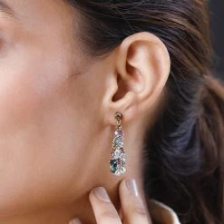 Natürliche Mehrfarbige-Turmalin Ohrringe, 925 Silber Platiniert Ca. 5.36 Ct -Schmuck Shoplc 7327874 2