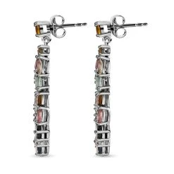 Natürliche Mehrfarbige-Turmalin Ohrringe, 925 Silber Platiniert Ca. 5.36 Ct -Schmuck Shoplc 7327874 3
