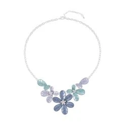 Schmetterling Weißer Kristall Halskette 50 Cm, Blaufarben