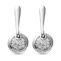 88 Facetten Moissanit Ohrringe 925 Silber Platiniert Ca. 0,12 Ct