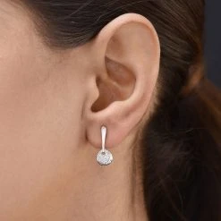 88 Facetten Moissanit Ohrringe 925 Silber Platiniert Ca. 0,12 Ct -Schmuck Shoplc 7329330 2