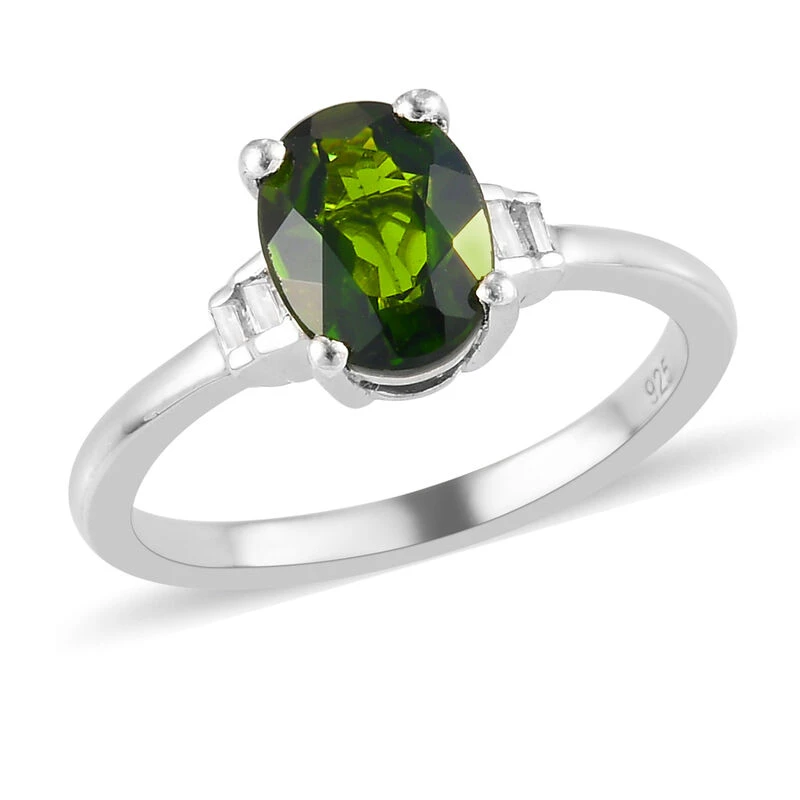 Natürlicher Chromdiopsid Und Zirkon Ring 925 Silber Platiniert (Größe 16.00) Ca. 1,40 Ct 6 Natürlicher Chromdiopsid Und Zirkon Ring 925 Silber Platiniert (Größe 16.00) Ca. 1,40 Ct – Bild 4