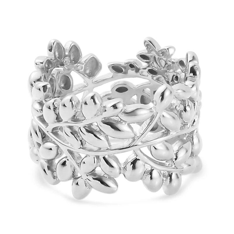 Blatt Ring 925 Silber Platiniert (Größe 16.00) 3 Blatt Ring 925 Silber Platiniert (Größe 16.00)