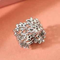 Blatt Ring 925 Silber Platiniert (Größe 16.00) 10 Blatt Ring 925 Silber Platiniert (Größe 16.00) -Schmuck Shoplc 7330206 1