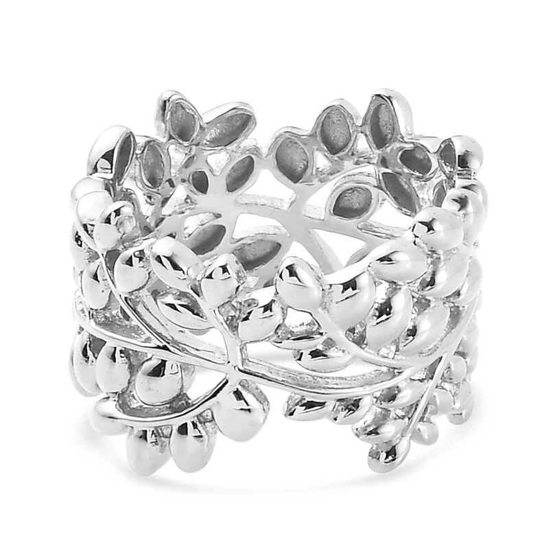 Blatt Ring 925 Silber Platiniert (Größe 16.00) 8 Blatt Ring 925 Silber Platiniert (Größe 16.00) – Bild 6